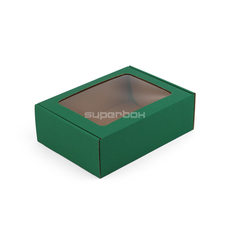 Green color A5 Format Gift Box with Window, 210x160x70 mm