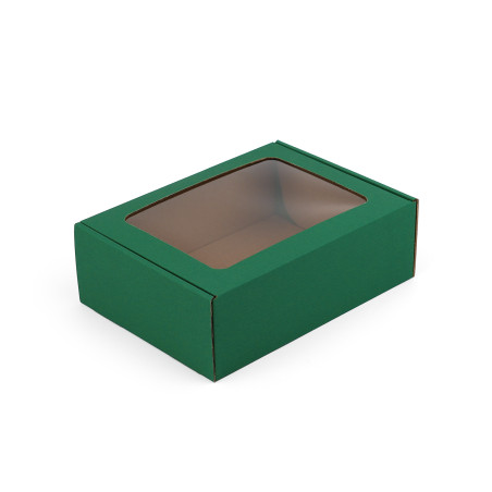 Grüne Geschenkbox im A5-Format mit Sichtfenster, 210x160x70 mm