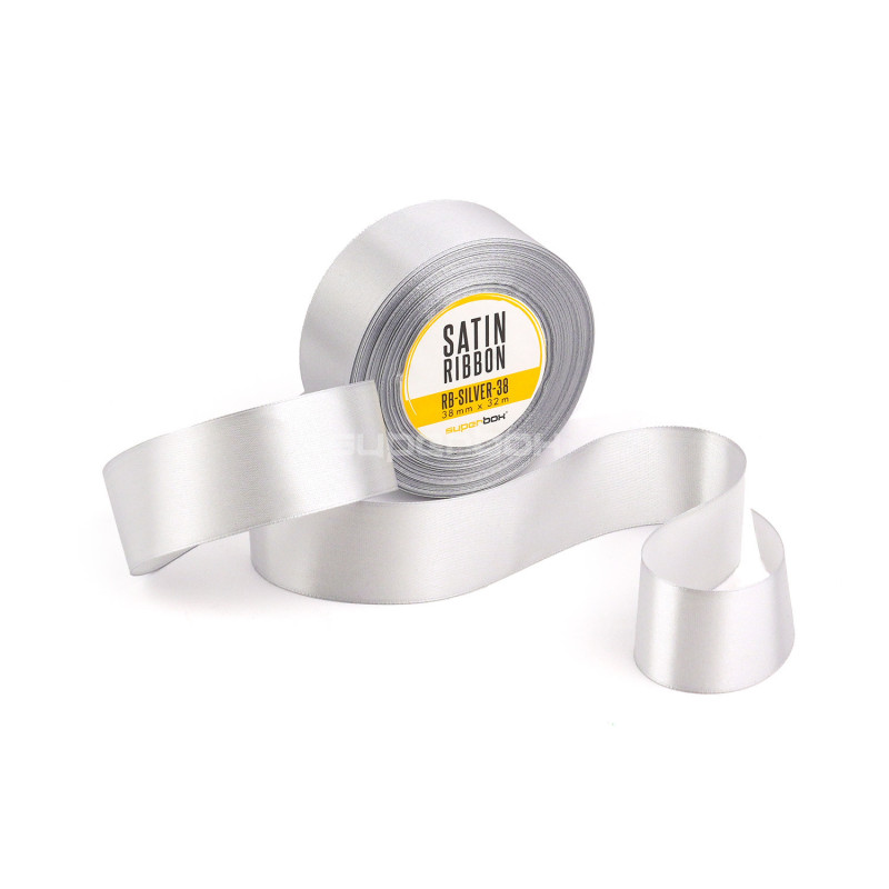 Elegantes silbernes Satinband, 38 mm breit