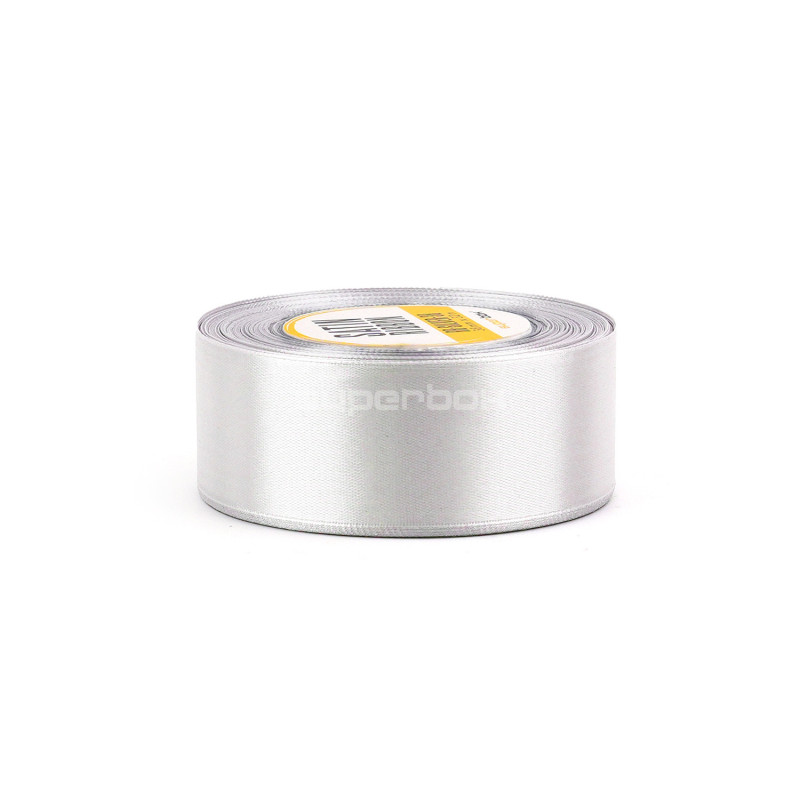 Silbernes Satinband – glänzend, 38 mm breit, 32 m Rolle