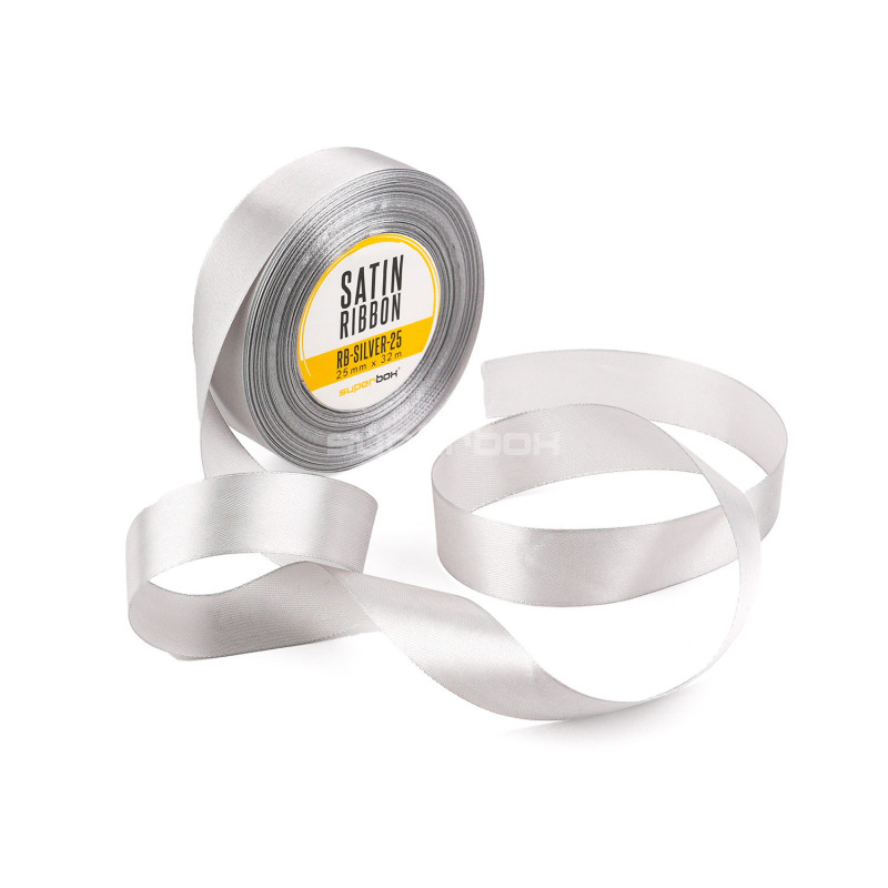 Schickes silbernes Satinband, 25 mm breit