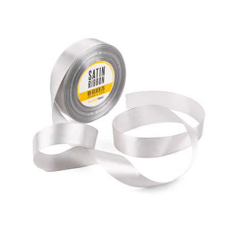 Schickes silbernes Satinband, 25 mm breit