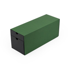 Grüne längliche Geschenkbox für Flaschen mit zwei Schubladen, 320x108x90 mm