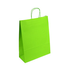 Große grüne Papiertüte mit gedrehten Papiergriffen, 320 x 120 x 400 mm