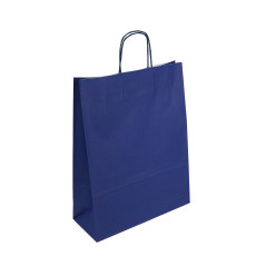 Große dunkelblaue Papiertüte mit gedrehten Papiergriffen, 320 x 120 x 400 mm