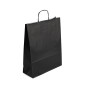 Große schwarze Papiertüte mit gedrehten Papiergriffen, 320 x 120 x 400 mm
