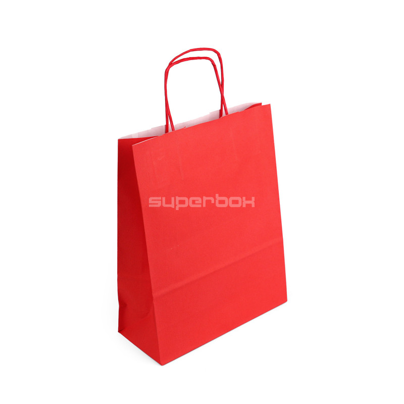 Red paper bag with twist paper handles, 250x110x320 mm