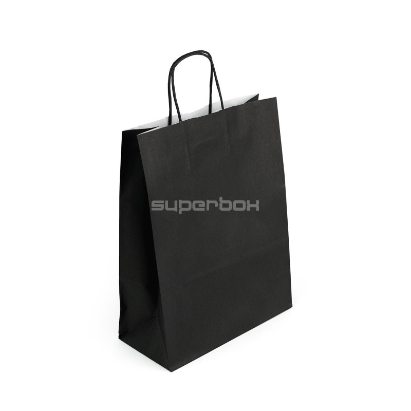 Black paper bag with twist paper handles, 250x110x320 mm Black paper bag with twist paper handles, 250x110x320 mm