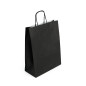 Schwarze Papiertüte mit gedrehten Papiergriffen, 250x110x320 mm