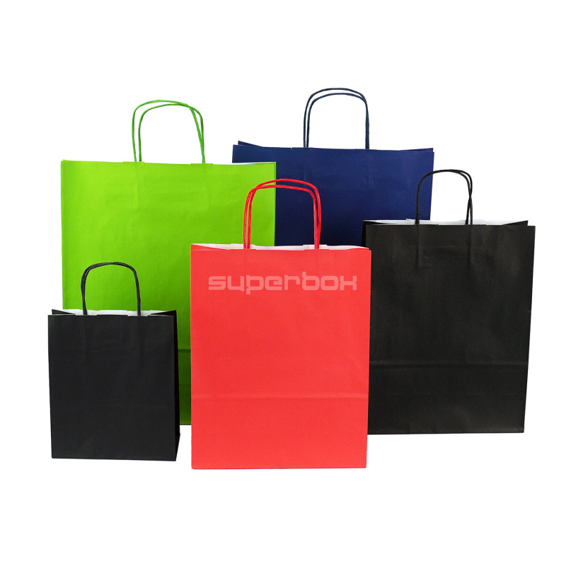 Paper Bag Black with Twisted Paper Handles, Medium Paper Bag Black with Twisted Paper Handles, Medium