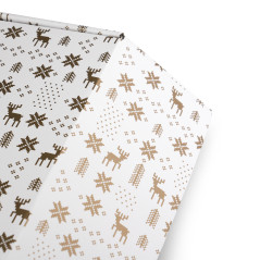 Weiße Geschenkbox für Flaschen mit goldenem Wintermotiv, 340x195x85 mm