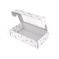Weiße Geschenkbox mit goldenen Schneeflocken und Fenster, 340x195x85 mm