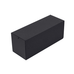 Geschlossene, längliche schwarze Geschenkbox für Flaschen mit zwei Schubladen, 320x108x90 mm