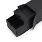 Closed oblong black gift box for bottle with two drawers, 320x108x90 mm