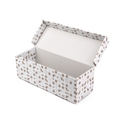 Flip Lid Horizontal White Gift Box with Winter Patterns