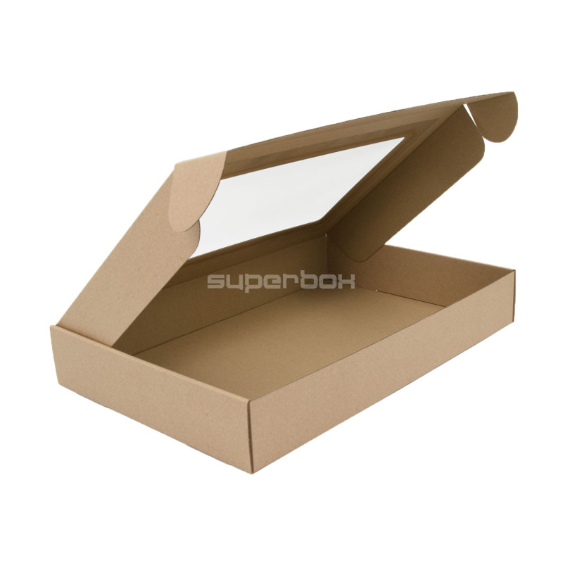 Große flache Geschenkbox mit Klarsichtfenster