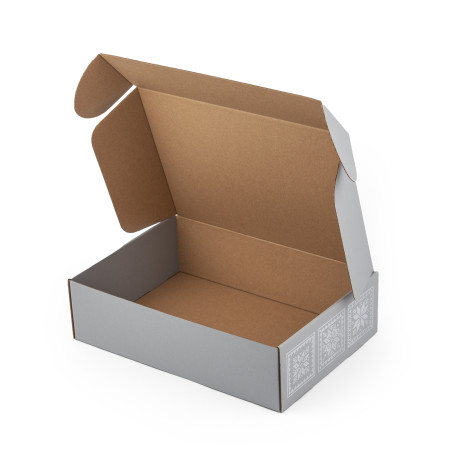 Graue A4-Schachtel mit ethnischen Motiven