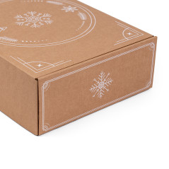 Braune A4-Box mit minimalistischen Winterornamenten, 305x215x85 mm