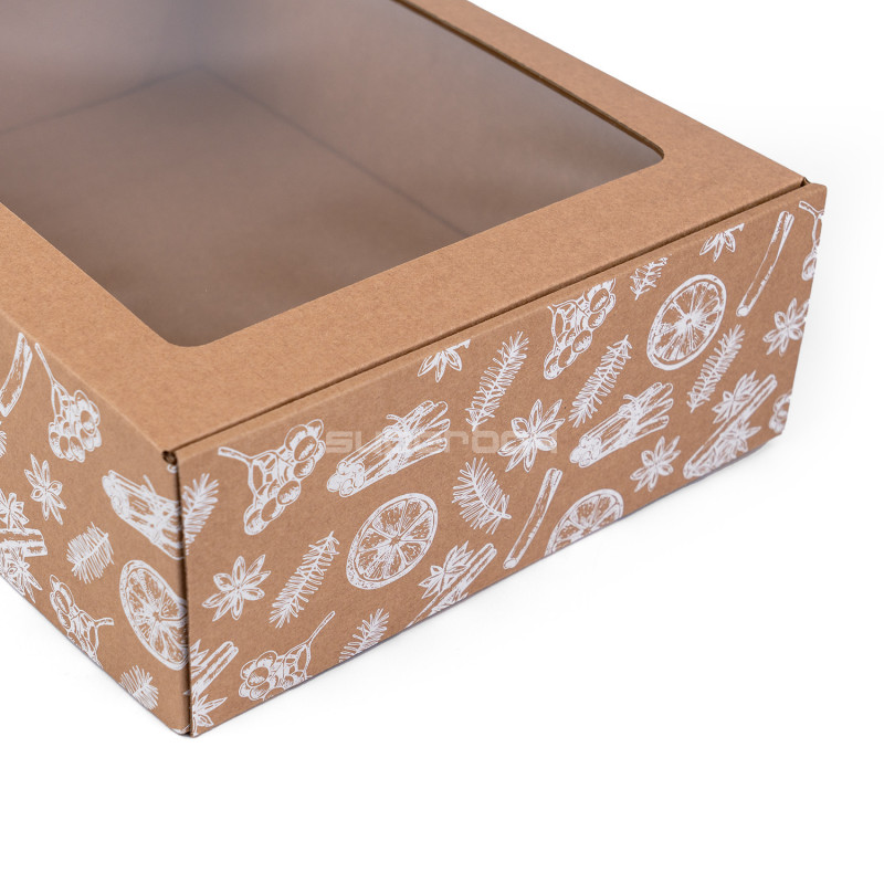 Brown A4 Box with Christmas Motifs and Window Brown A4 Box with Christmas Motifs and Window
