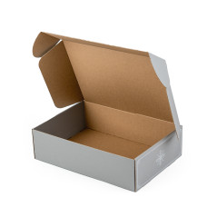 Graue A4-Box mit minimalistischen Winterornamenten, 305x215x85 mm