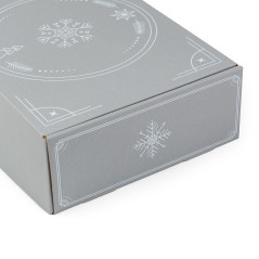 Graue A4-Box mit minimalistischen Winterornamenten, 305x215x85 mm