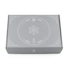 Graue A4-Box mit minimalistischen Winterornamenten, 305x215x85 mm