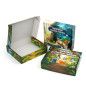 Sewing kit boxes with forest, pet, and jungle illustrations