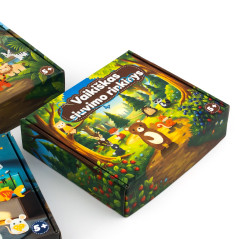 Verpackung für Waldtier-Nähset mit leuchtenden Illustrationen