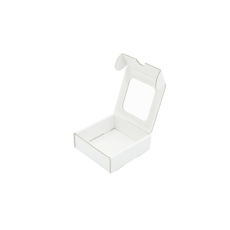 Weiße Mini-Box aus Wellpappe mit Fenster