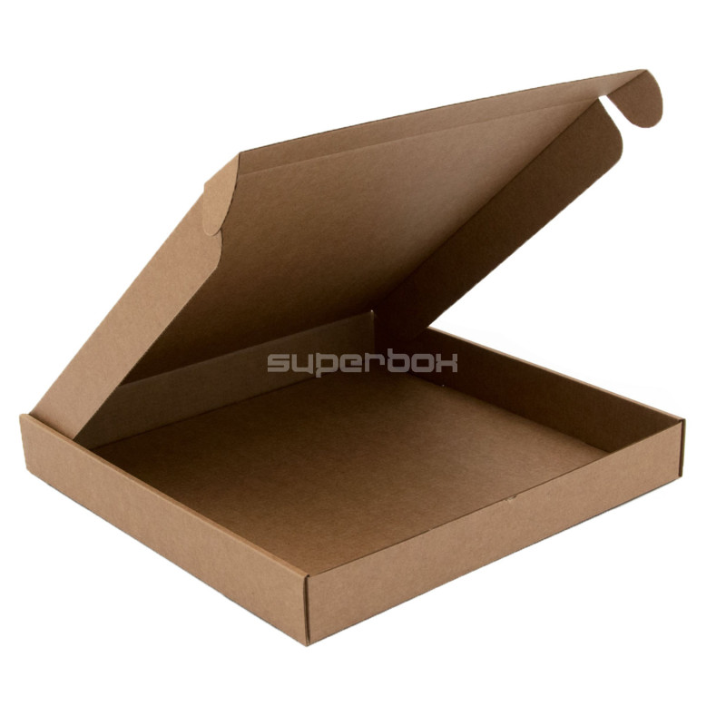Braune quadratische Geschenkbox sehr geringer Höhe