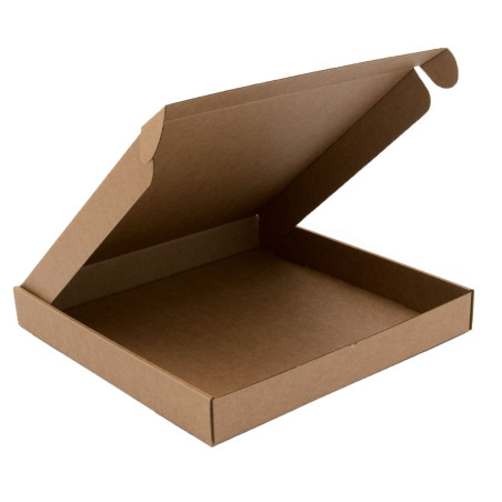 Braune quadratische Geschenkbox sehr geringer Höhe