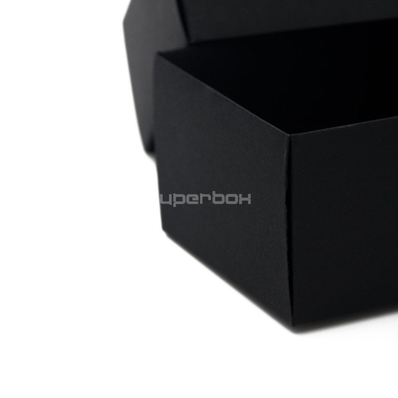 Lange schwarze Boden-Deckel-Pappbox für Einladungen