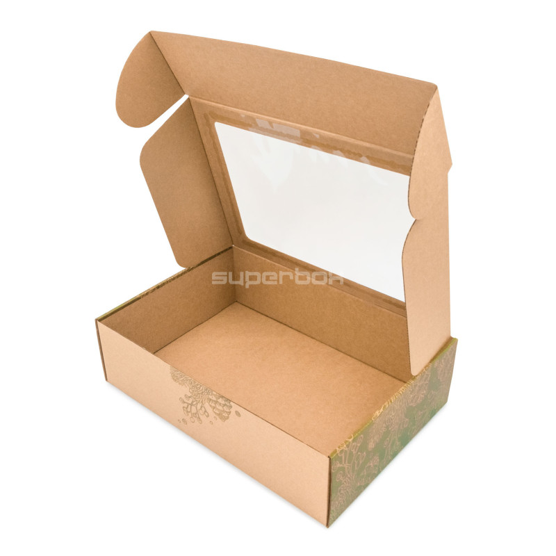 Öko-Weihnachtsgeschenkbox mit grünem Druck, A4-Format