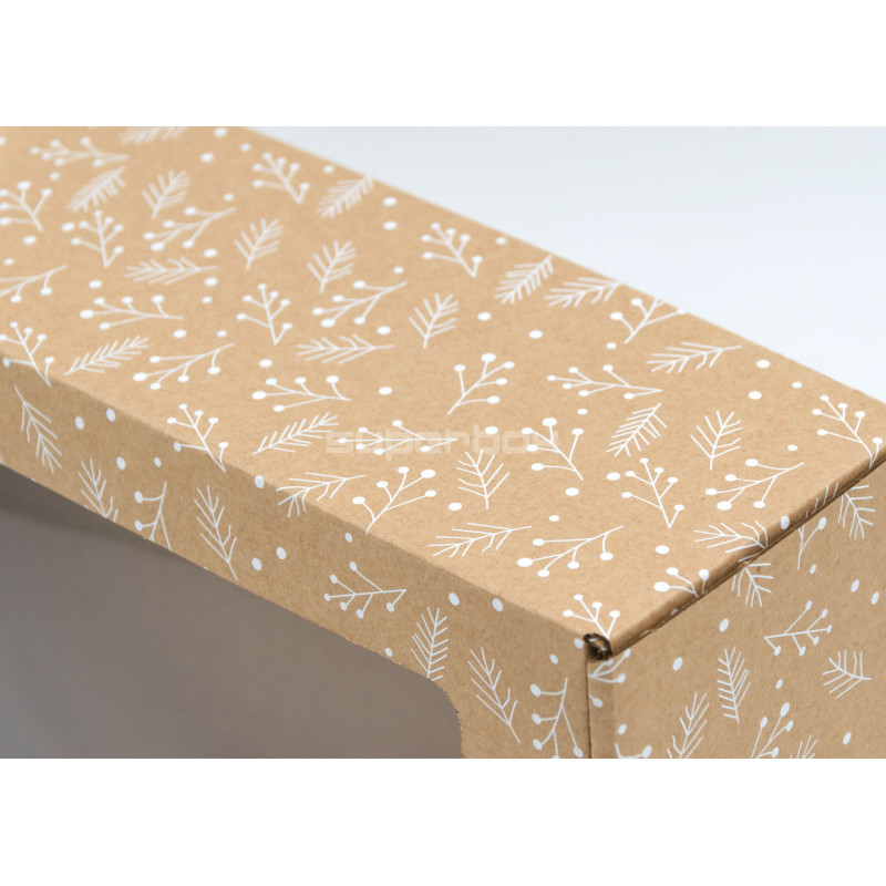 Braune Weihnachts-A4-Geschenkbox WEISSE BEEREN Braune Weihnachts-A4-Geschenkbox WEISSE BEEREN
