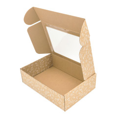 Braune Weihnachts-A4-Geschenkbox WEISSE BEEREN