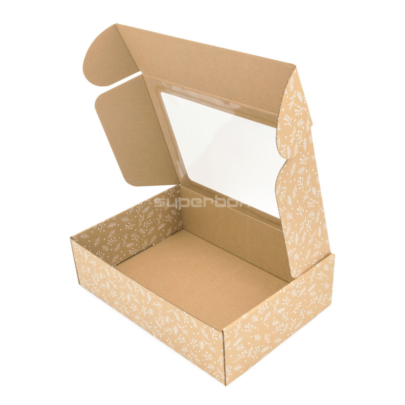 Braune Weihnachts-A4-Geschenkbox WEISSE BEEREN Braune Weihnachts-A4-Geschenkbox WEISSE BEEREN