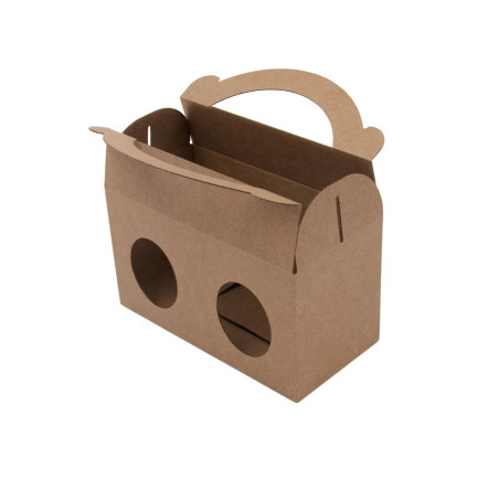 Braune Geschenkbox für Gläser mit Griff