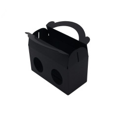Schwarze Geschenkbox mit Griff für 2 Gläser