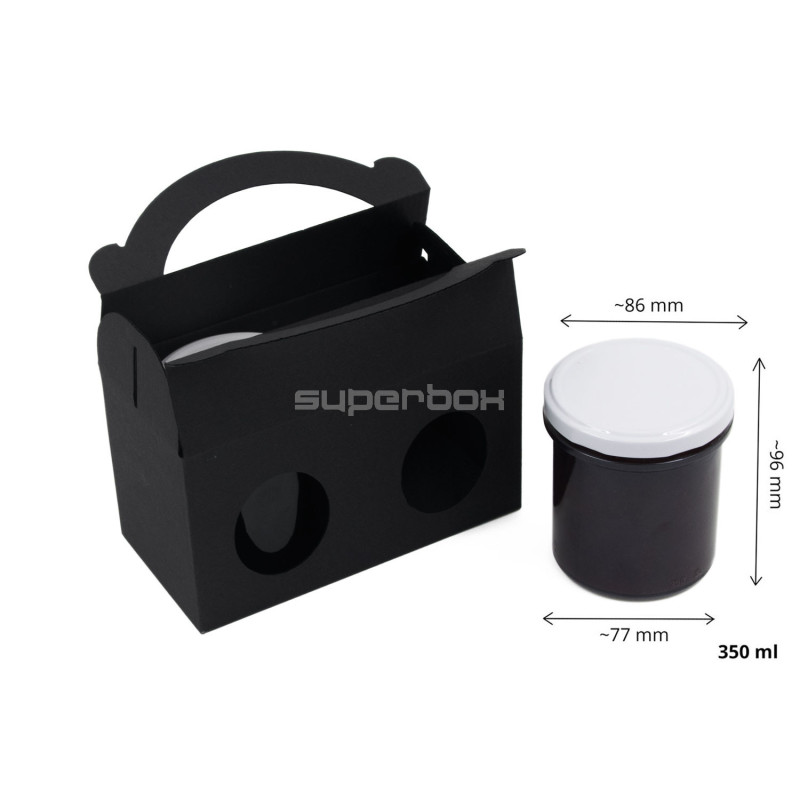 Schwarze Geschenkbox mit Griff für 2 Gläser