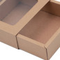 Braune Geschenkschachtel mit Hülle und Fenster | 195x148x48 mm