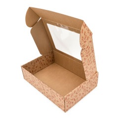 Braune Weihnachts-A4-Geschenkbox ROTE BEEREN