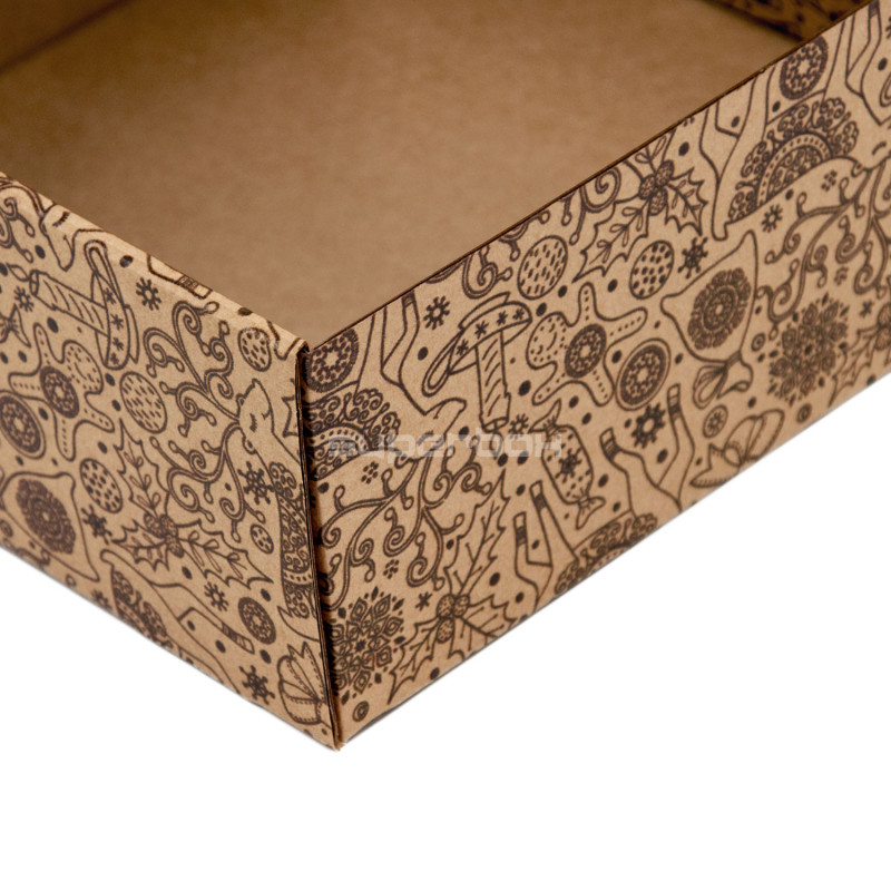 Braune große quadratische Geschenkbox mit klarem Fenster BRAUNER HIRSCH