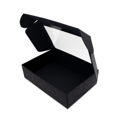 Schwarze Weihnachtsbox mit glänzendem Hirsch
