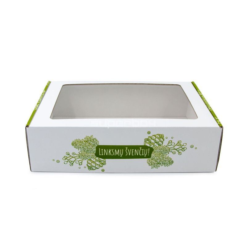 Weihnachtsbox mit grünem Druck