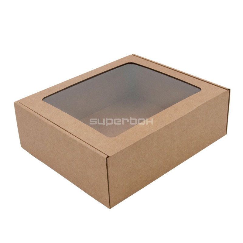 Standard Size Brown Gift Box with Window for Cosmetic Product Packaging