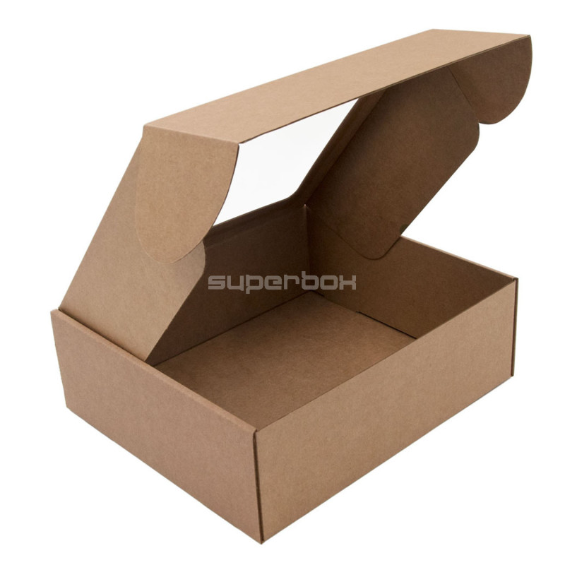 Geschenkbox Standardgröße braun mit PVC-Fenster