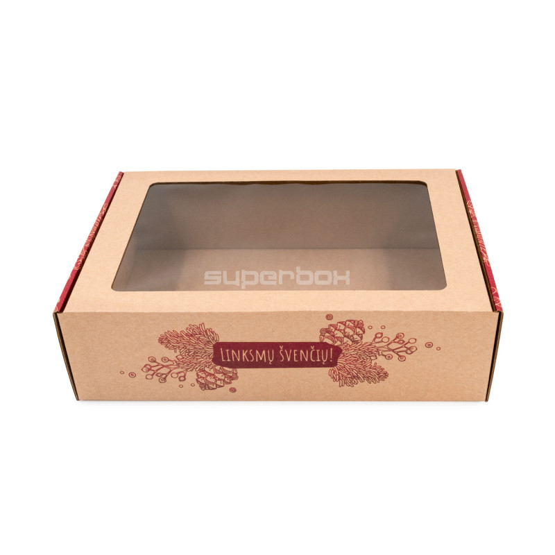 A4-Weihnachts-Öko-Geschenkbox mit rotem Druck
