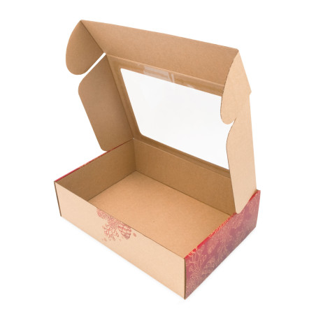 A4-Weihnachts-Öko-Geschenkbox mit rotem Druck