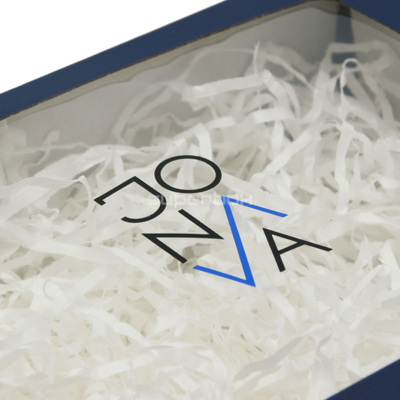 Blaue Geschenkbox mit Fenster, A4-Format Blaue Geschenkbox mit Fenster, A4-Format