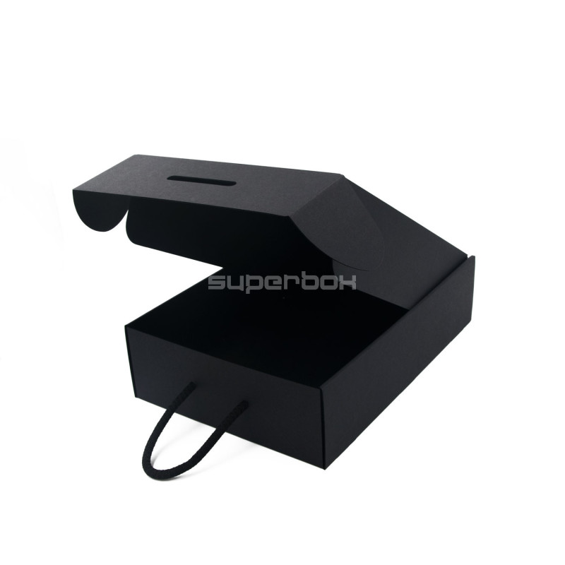 Black Gift Box with Handle, Suitcase Style Black Gift Box with Handle, Suitcase Style